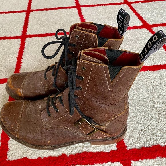 John Fluevog Brown Leather Boot with Buckle - Picture 3 of 10